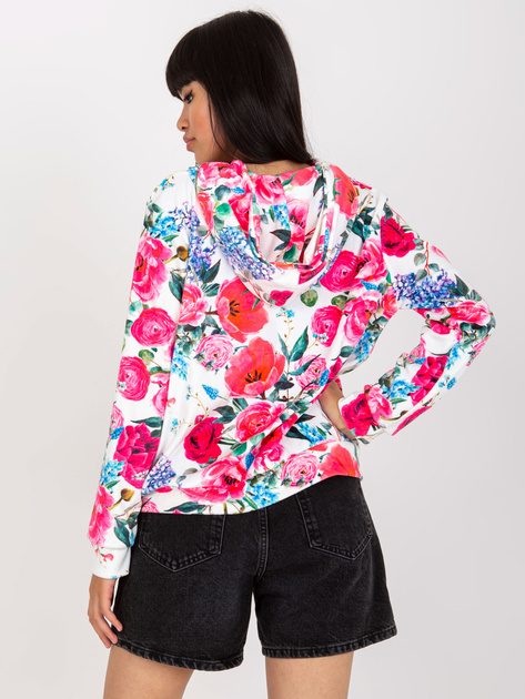 Hurtownia Biało-różowa welurowa bluza w kwiaty RUE PARIS