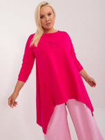 Hurtownia Fuksjowa luźna bluzka plus size z naszywką