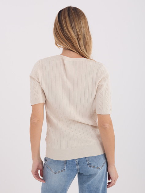 Jasnobeżowy damski sweter z krótkim rękawem