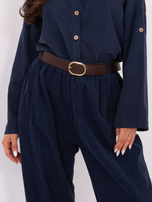 Ciemnoniebieskie sztruksowe spodnie do kompletu