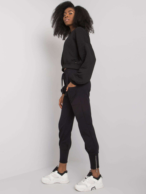 Czarne spodnie dresowe z zamkami Cindy RUE PARIS