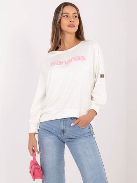 Ecru damska bluza z wypukłym napisem RUE PARIS