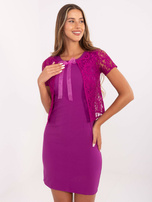Hurt Fioletowa ołówkowa sukienka koktajlowa z bolerkiem