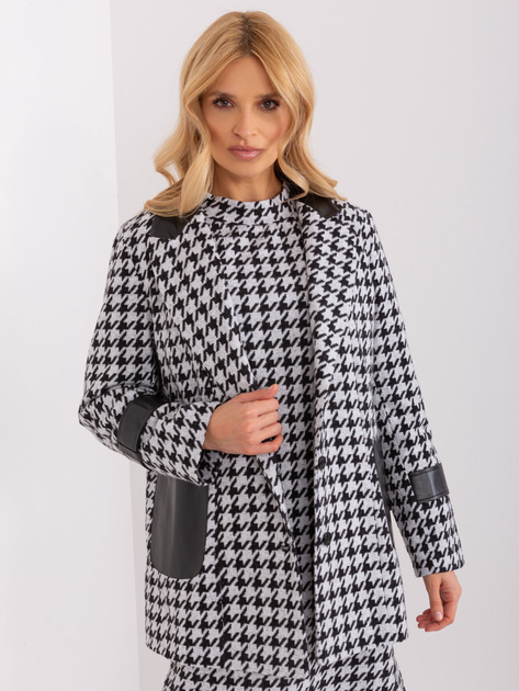 Hurt Biało-czarna damska marynarka w pepitkę