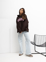 Czekoladowa bluza oversize z kapturem RUE PARIS 