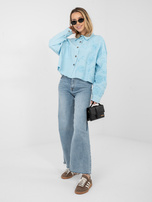 Jasnoniebieska jeansowa kurtka z długim rękawem RUE PARIS 