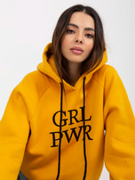 Hurtownia Ciemnożółta ocieplana dresowa bluza z kapturem Debby