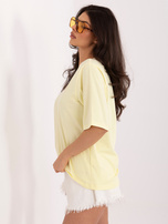 Jasnożółty bawełniany t-shirt basic RUE PARIS