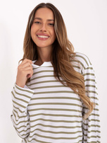 Ecru-oliwkowa damska bluzka longsleeve