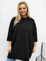 Černá dlouhá blůza plus size s rukávem 3/4.