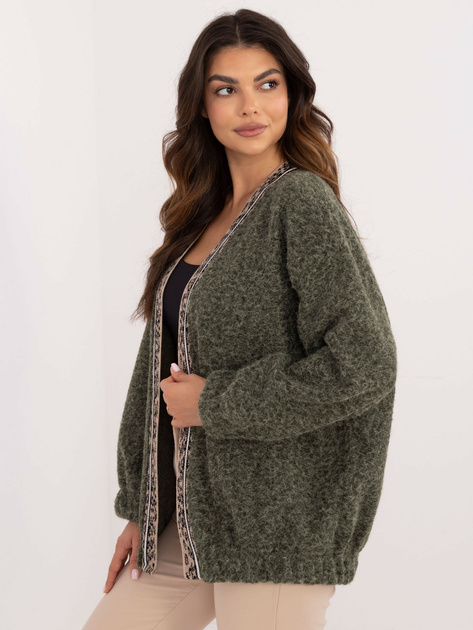 Hurtownia online Khaki damski kardigan z lamówką