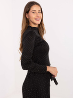 Czarna elegancka bluzka z dżetami RUE PARIS 