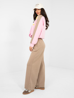Beżowo-różowy komplet ze ściągaczem na bluzie RUE PARIS  