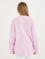 Jasnoróżowa muślinowa koszula z długim rękawem