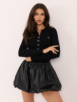 Black women's sweater with a collar.