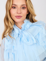 Jasnoniebieska  elegancka koszula z żabotem