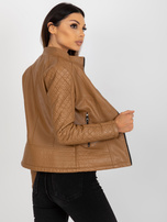 Hurt Camelowa damska kurtka z ekoskóry ze stójką