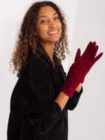 Hurt Bordowe dzianinowe rękawiczki damskie 