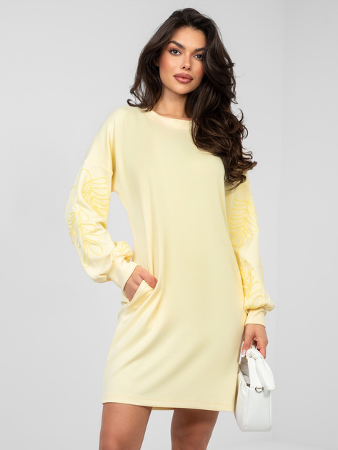 Pastelowa żółta dresowa sukienka z kieszeniami RUE PARIS