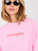 Różowa damska bluza z haftowanym napisem