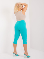 Hurt Turkusowe spodnie rybaczki plus size bez zapięcia