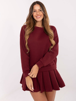 Burgundy sweatshirt dress with pleated bottom RUE PARIS.