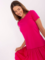 Fuchsia Basic-Kleid aus Baumwolle RUE PARIS.