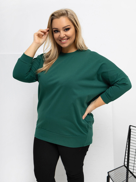 Ciemnozielona bluzka plus size z rękawem 3/4