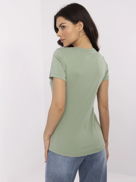 Pistacjowa casualowa bluzka damska z bawełny