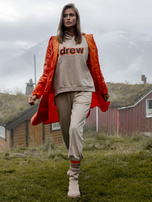 Beżowy dwuczęściowy komplet dresowy z nadrukiem