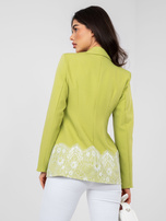 Limonkowa marynarka z poduszkami na ramionach