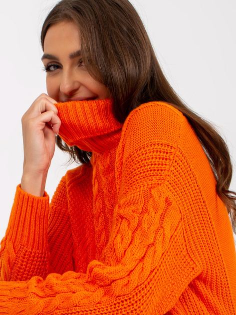 Hurt Pomarańczowa mini sukienka dzianinowa w warkocze RUE PARIS