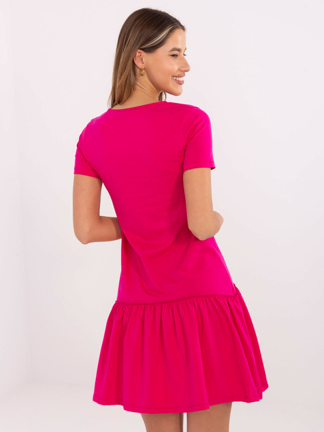 Fuksjowa sukienka basic z bawełny RUE PARIS