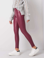 Bordowe legginsy ze skóry ekologicznej Briana RUE PARIS