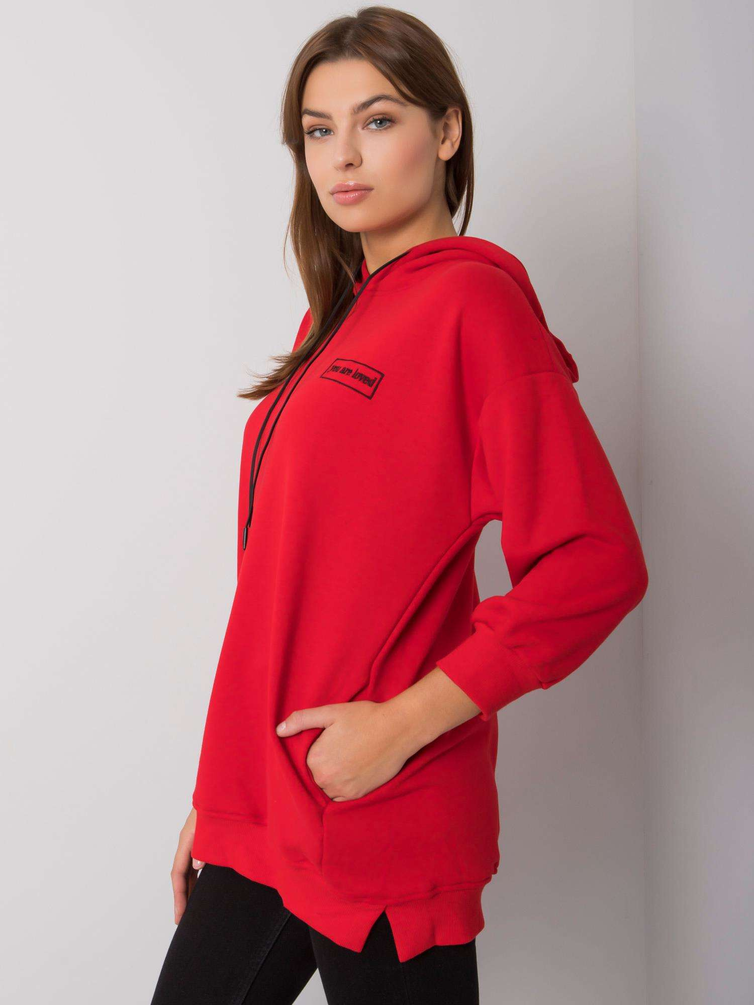 Czerwona bluza z kieszeniami Leora