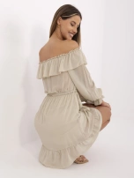 Jasnobeżowa sukienka boho z paskiem Farren OCH BELLA