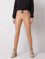 Jasnobrązowe legginsy ze skóry ekologicznej Briana RUE PARIS