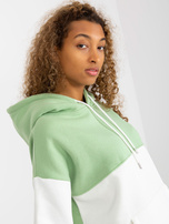 Hurt Zielono-ecru dresowa bluza basic kangurka RUE PARIS 