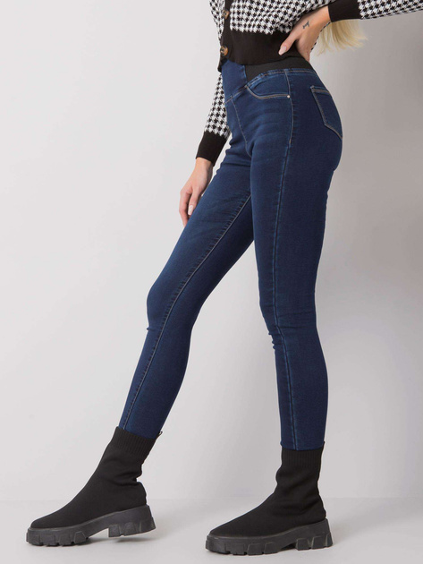 Ciemnoniebieskie jegginsy high waist Vernal