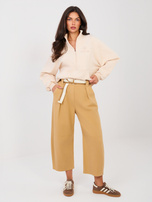 Camelowe damskie jeansy wide leg RUE PARIS  