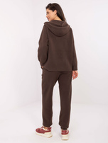 Brązowy swetrowy komplet z rozpinaną bluzą