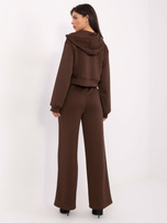 Brązowy damski komplet z dzianiny typu pique