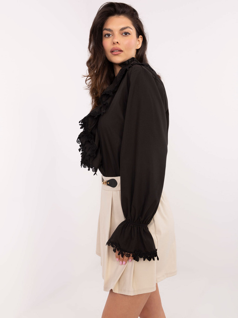 Czarna elegancka koszula damska z żabotem