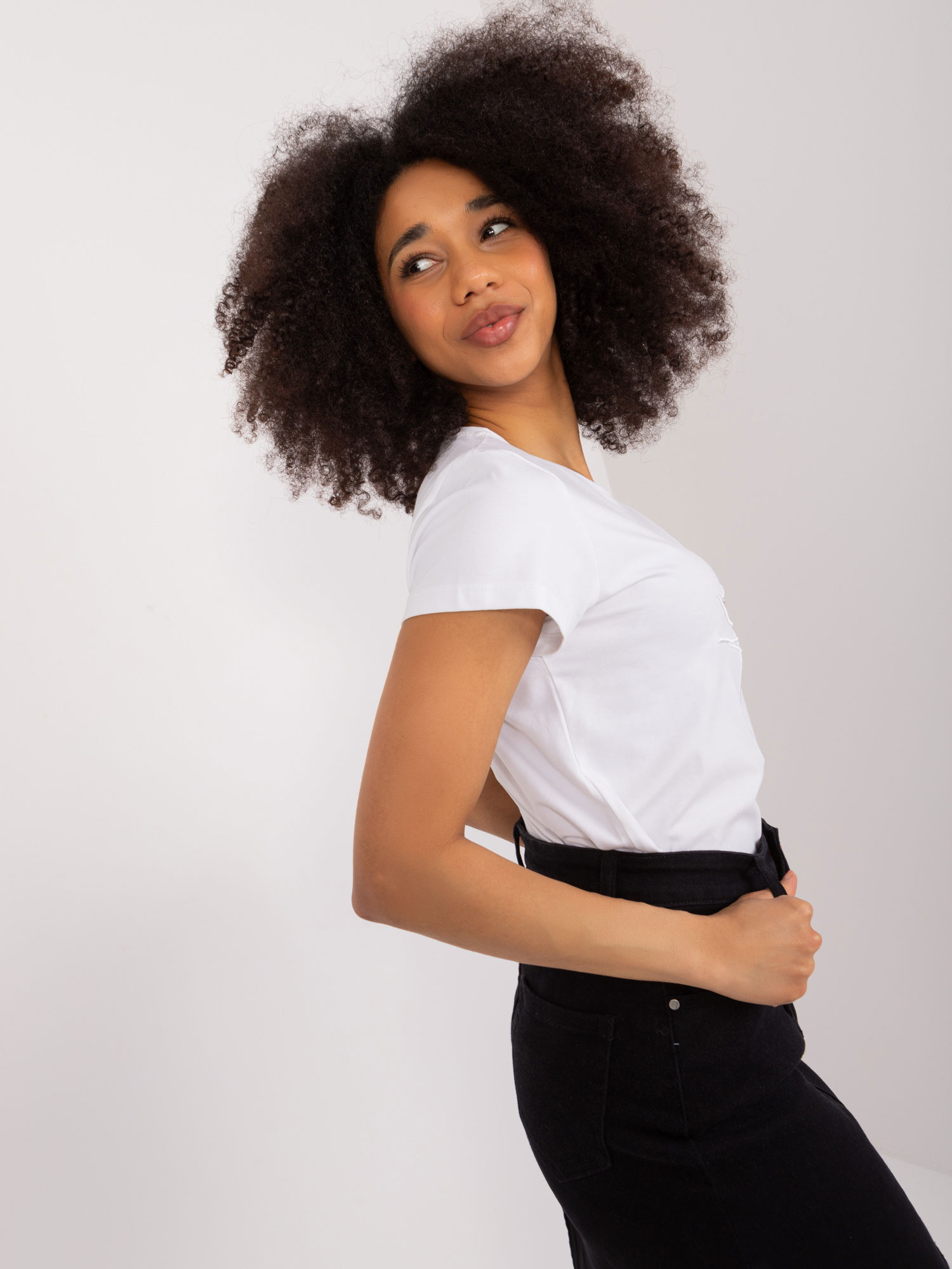 Hurt Weißes Damen-T-Shirt mit Pailletten BASIC FEEL GOOD.