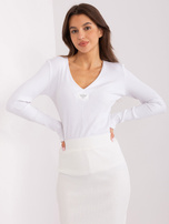 Hurt Biała dopasowana bluzka longsleeve z bawełny