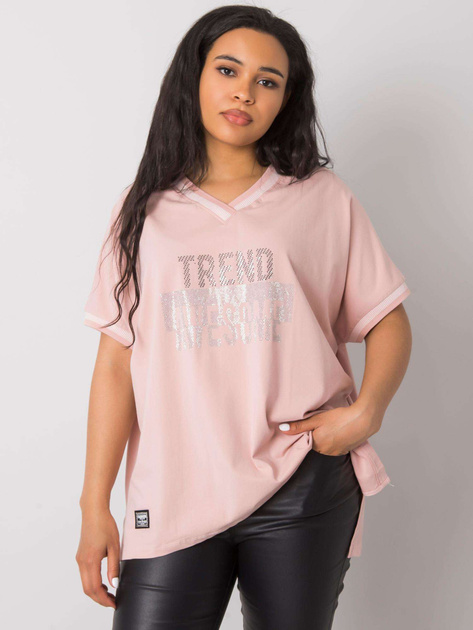 Brudnoróżowa bluzka plus size z aplikacją Billi