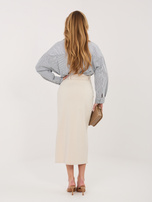 Jasnobeżowa elegancka spódnica z rozcięciem RUE PARIS 