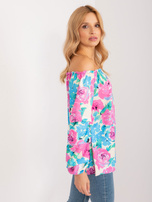 Hurt Niebieska bluzka hiszpanka w kwiaty RUE PARIS