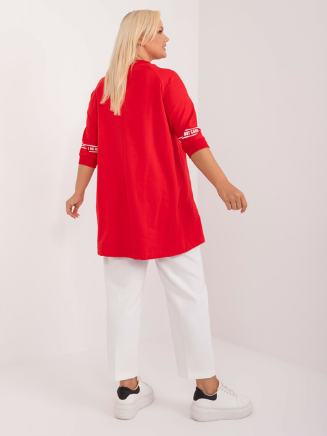 Hurt Czerwona bawełniana bluzka plus size z dłuższym tyłem