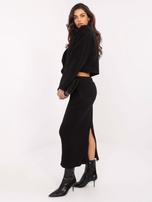 Czarny elegancki płaszcz boucle RUE PARIS